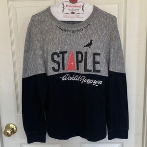 Staple Colorblock Long Sleeve Shirt with Infrared Graphic Size M Grey Black Red